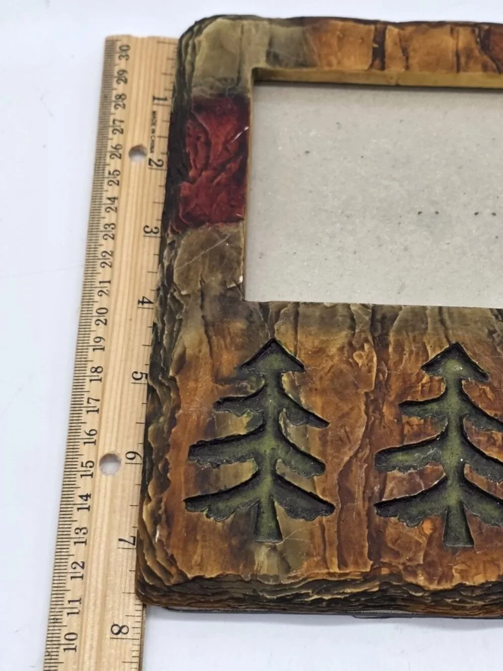Rustic Wooden Picture Frame With Pine Trees Forest Cabin Handmade In Phillipines